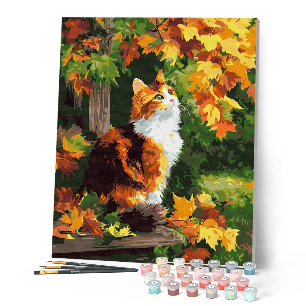 Peinture Par Numéros - Chat Calico En Automne