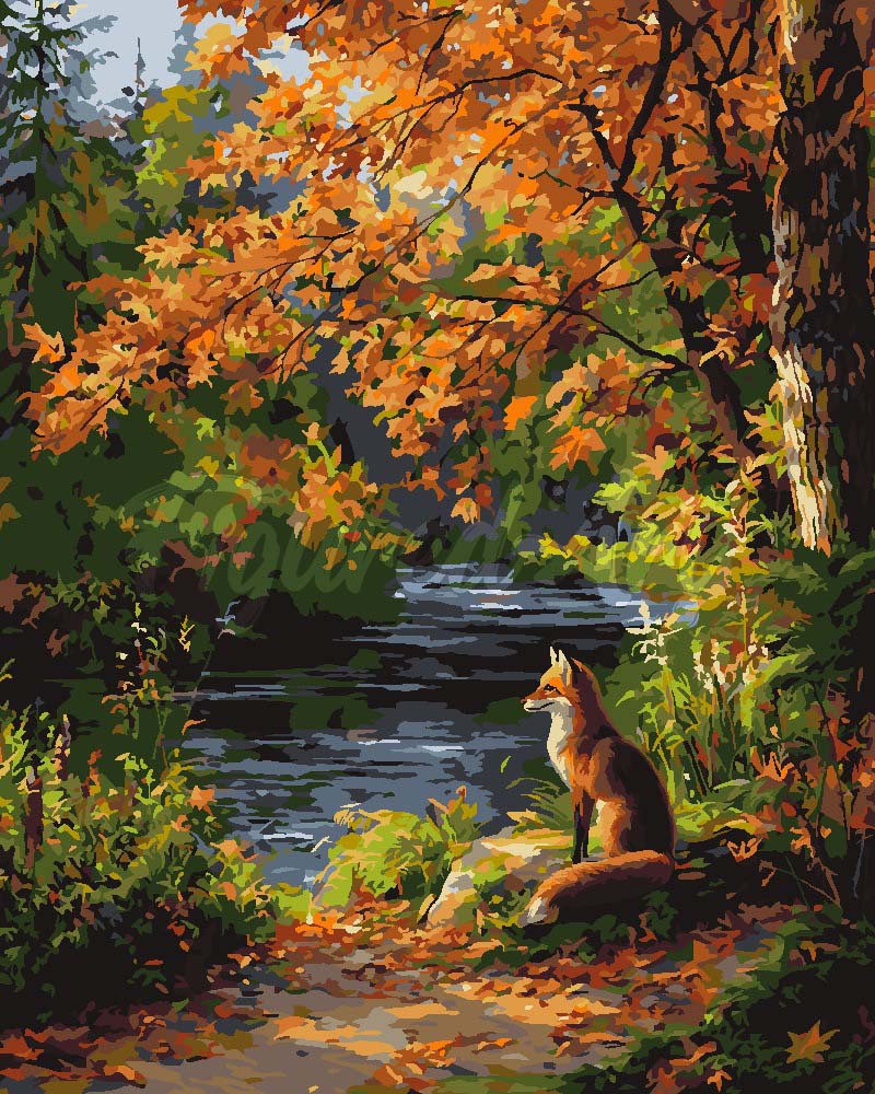 Paint By Numbers - Red Fox By The River