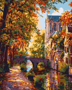 Paint By Numbers - Town By The Water In Autumn