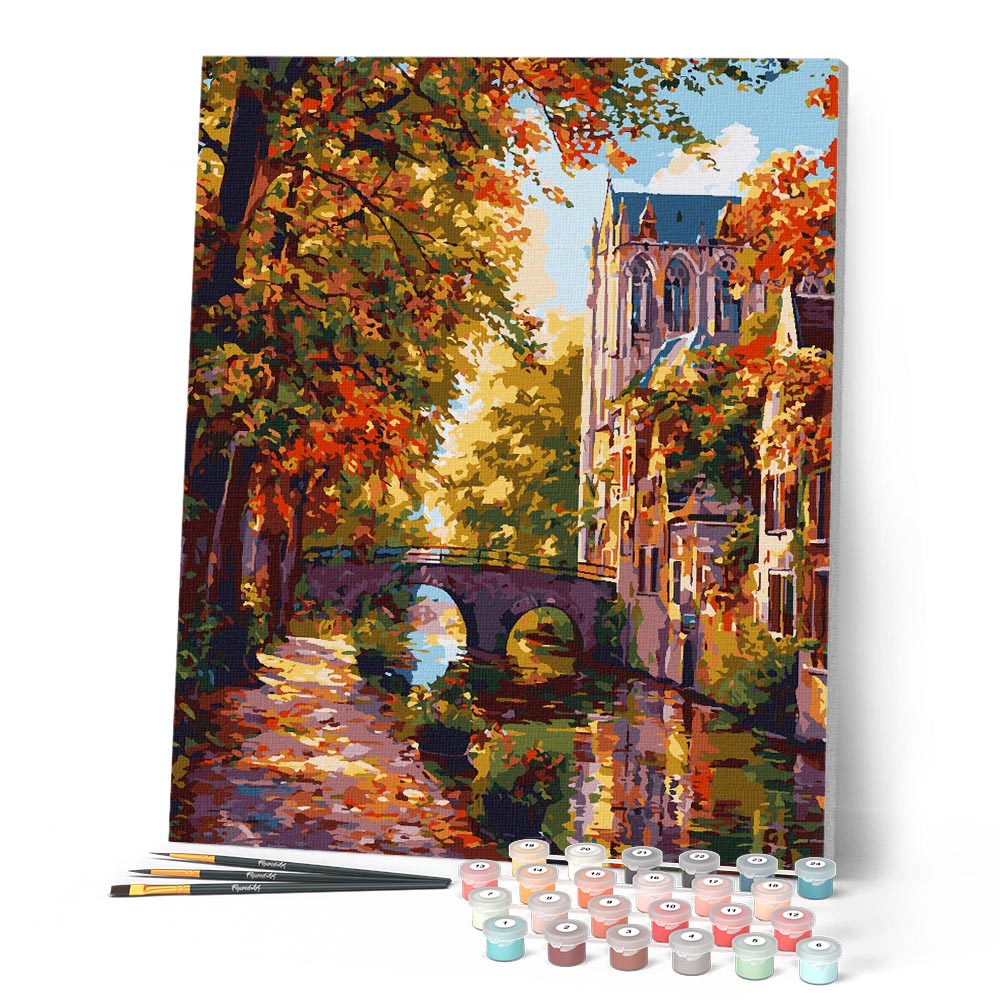 Paint By Numbers - Town By The Water In Autumn
