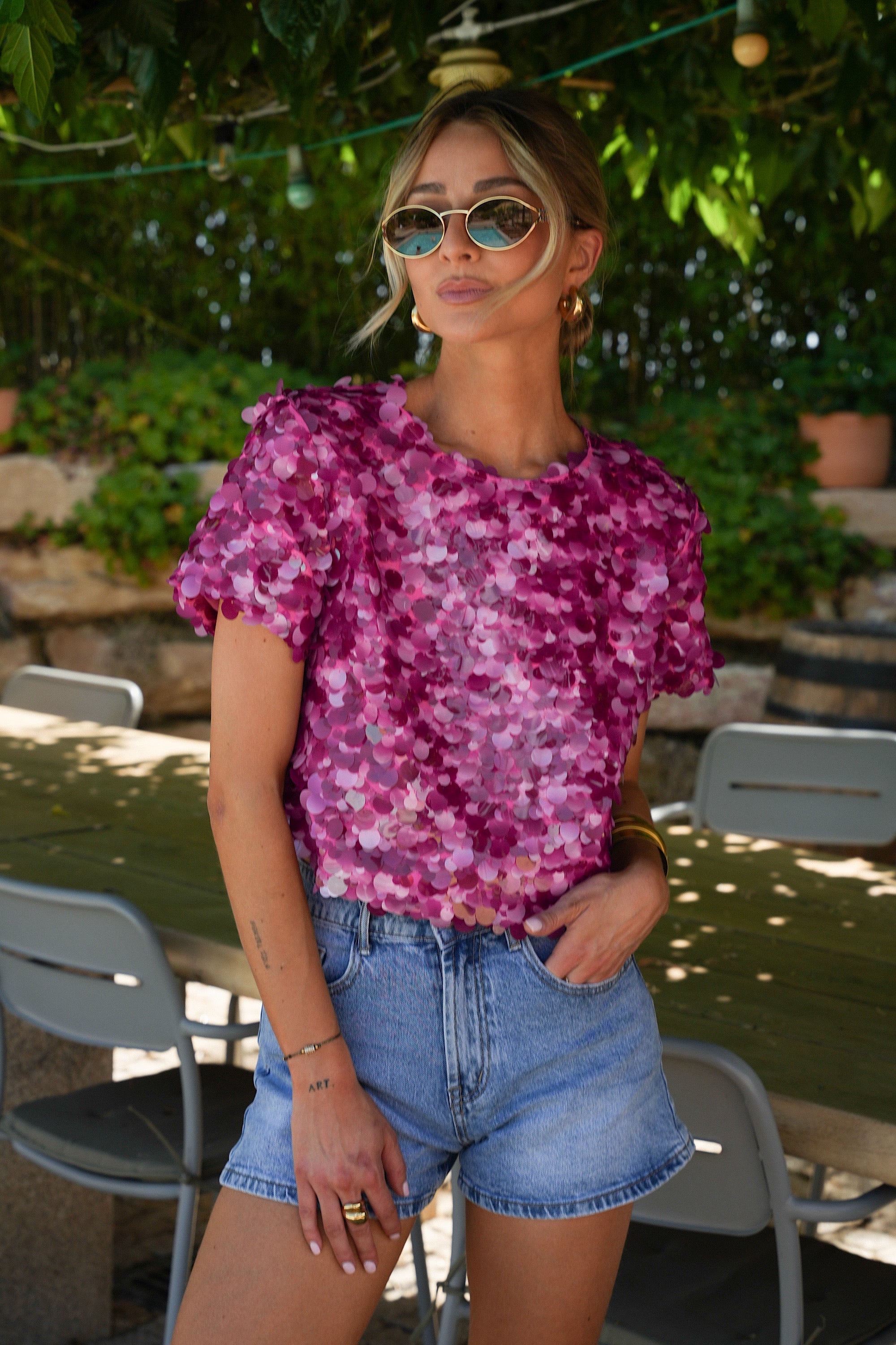 Blouse À Sequins Liza - Rose