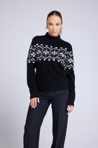 Pull Col Montant Montagne Cœur Fabia - Noir Blanc