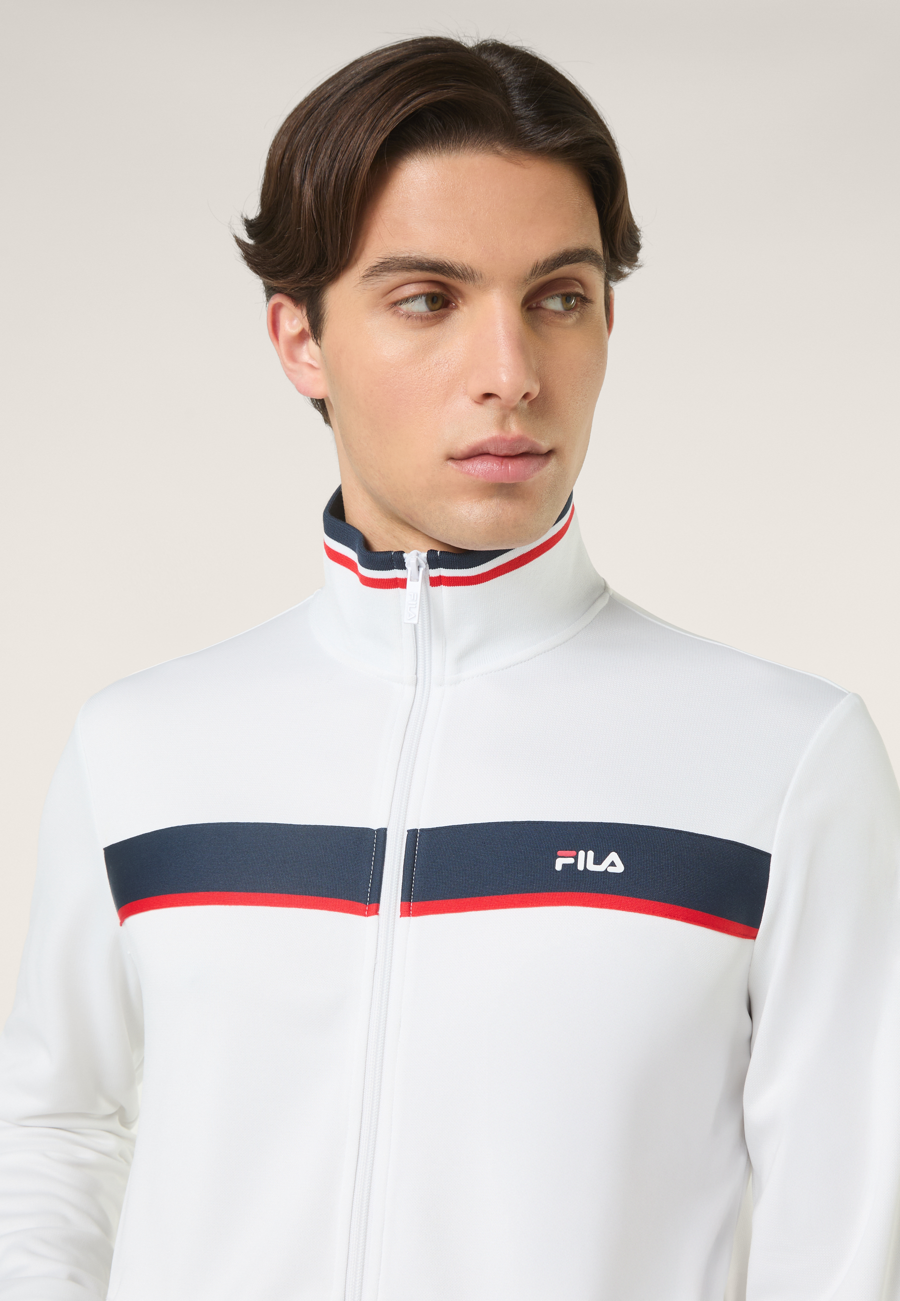 Veste De Survêtement À Bandes Classique - Blanc Éclatant-Iris Noir