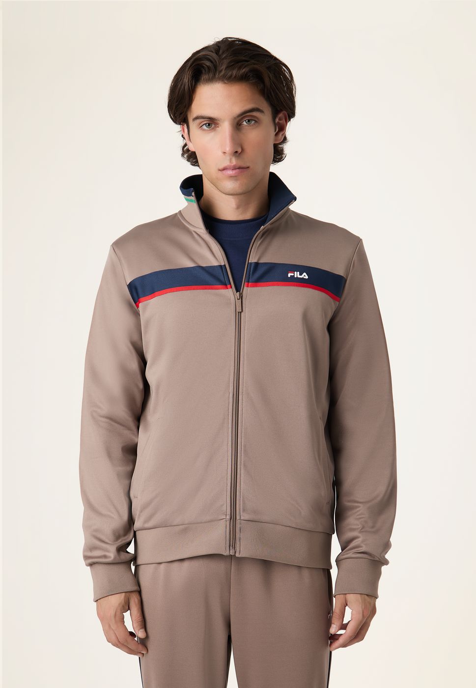 Veste De Survêtement À Bandes Classique - Gris Taupe