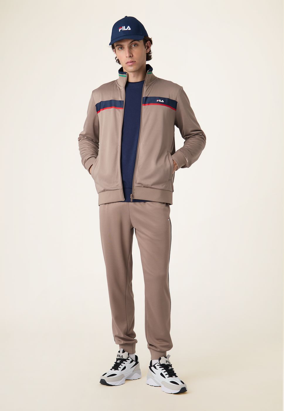 Veste De Survêtement À Bandes Classique - Gris Taupe