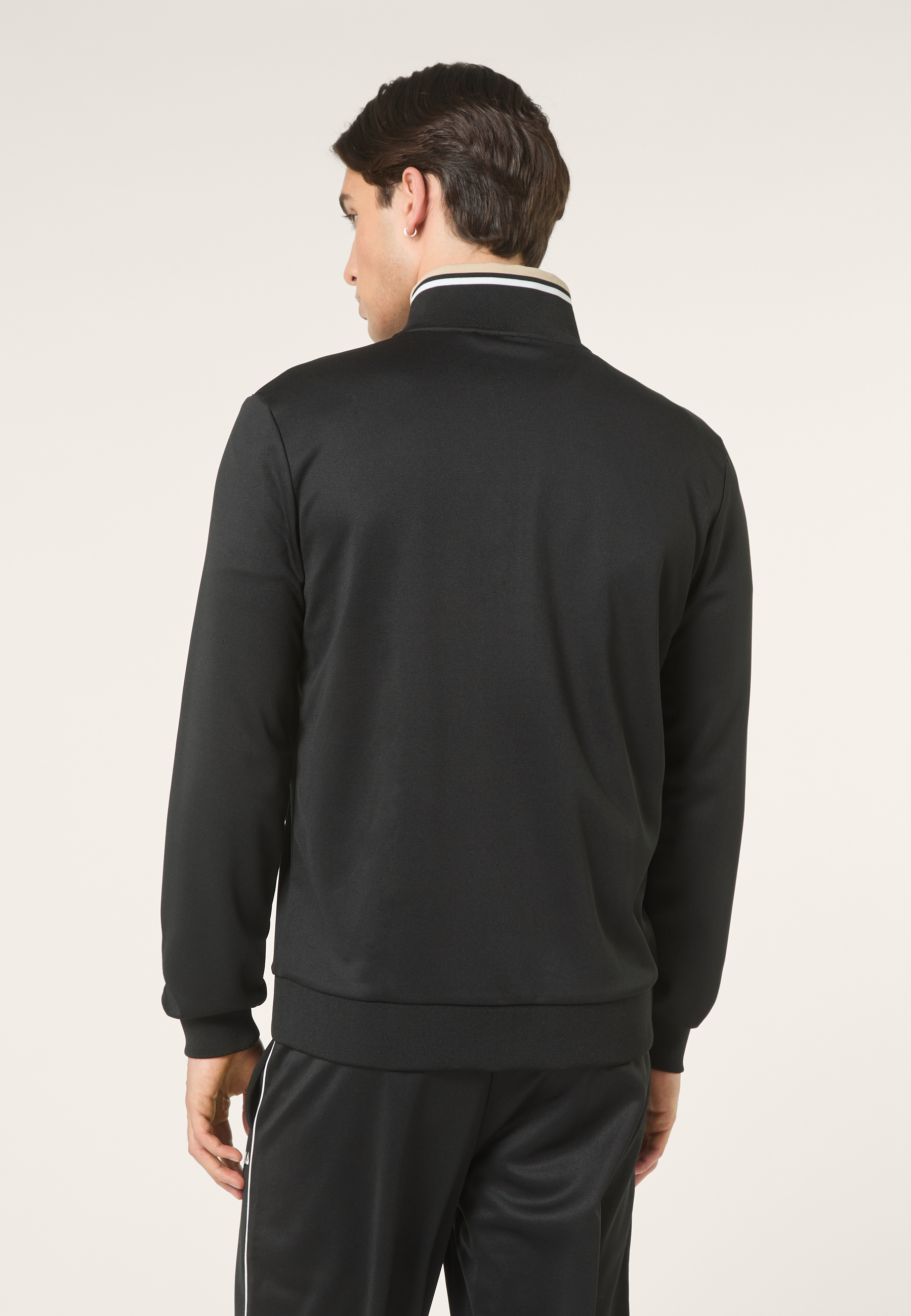 Veste De Survêtement À Bandes Classique - Noir-Poivre Blanc