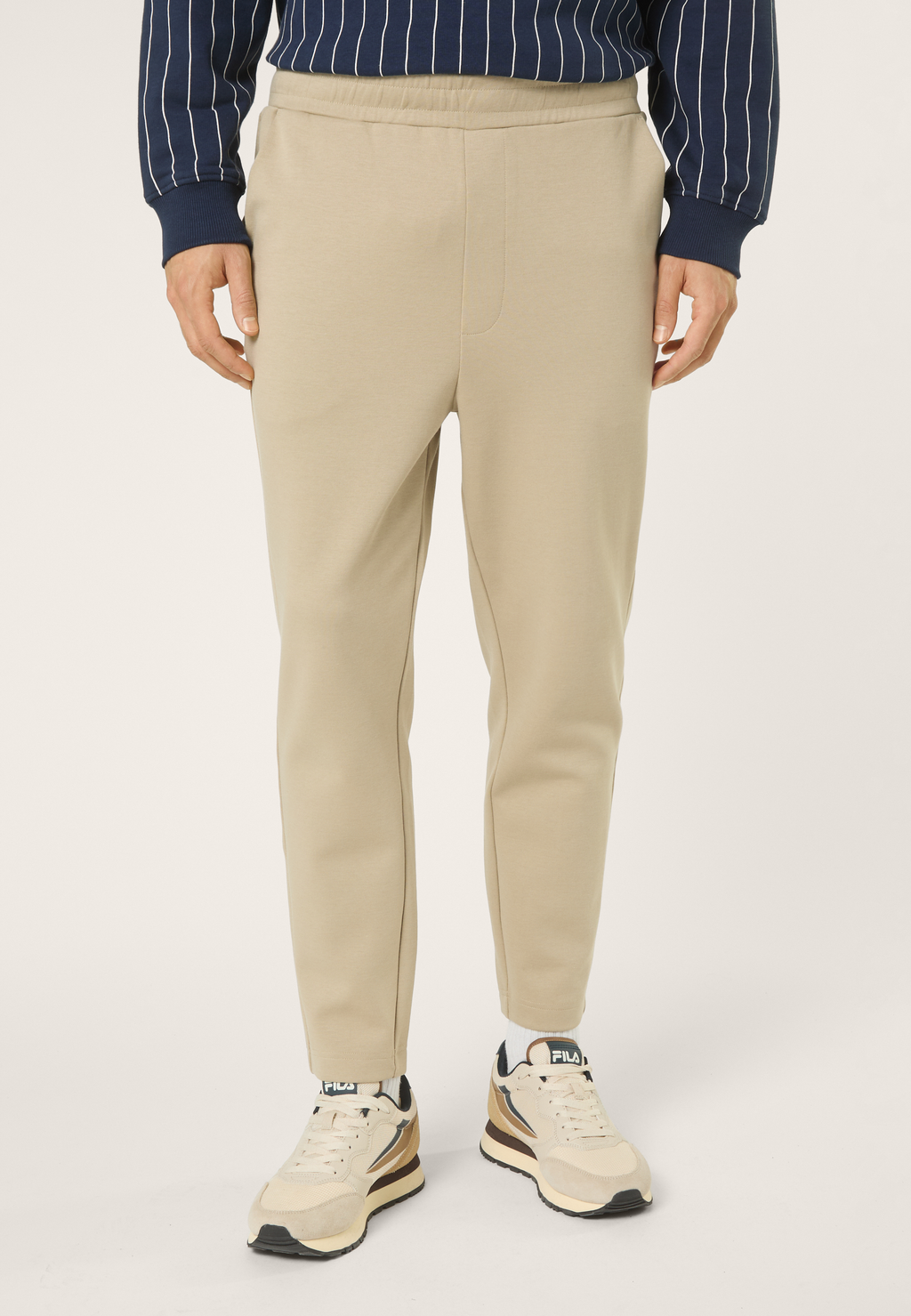 Pantalon De Jogging Chic Court Slim - Blanc Poivre