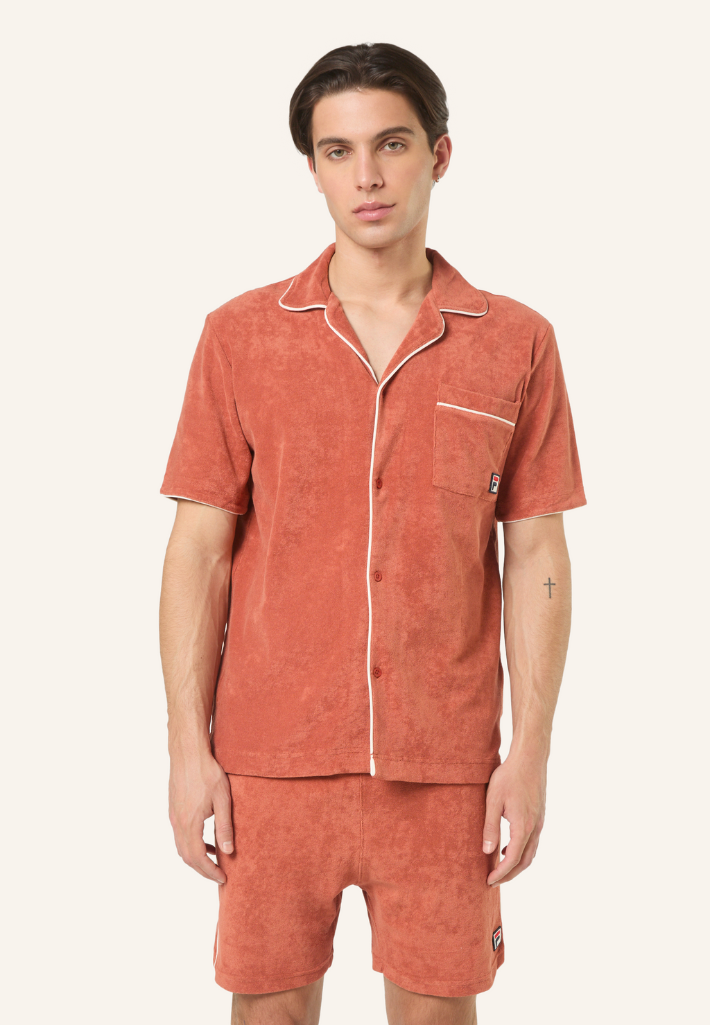 Chemise Resort Éponge Décontractée - Rouge Étrusque