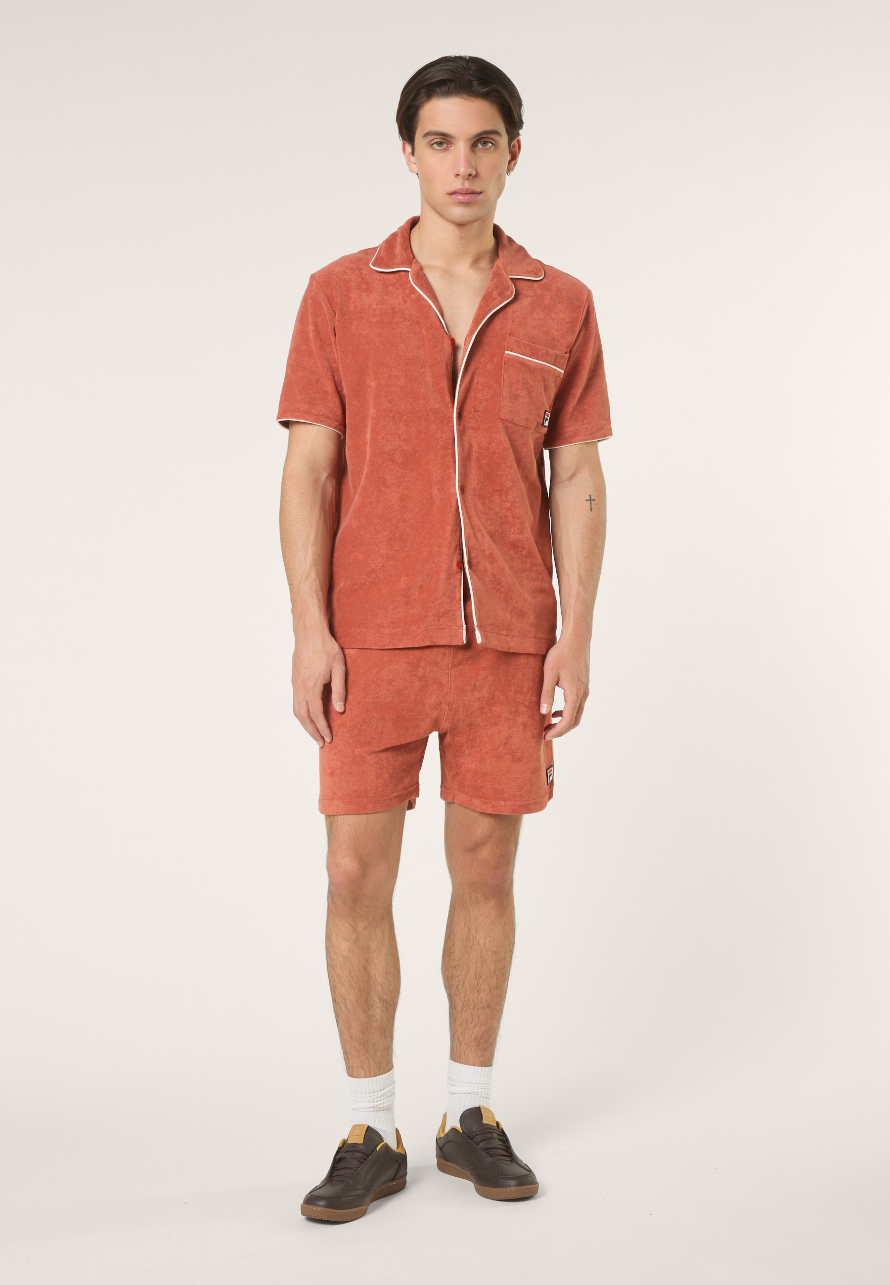 Chemise Resort Éponge Décontractée - Rouge Étrusque