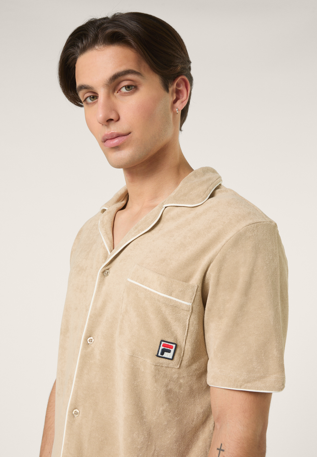 Chemise Resort Éponge Décontractée - Blanc Poivre