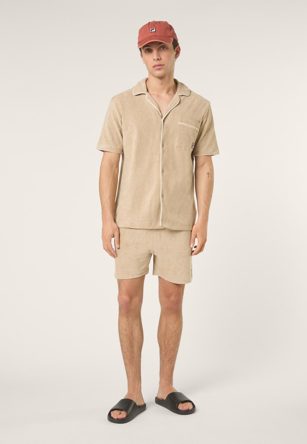 Chemise Resort Éponge Décontractée - Blanc Poivre