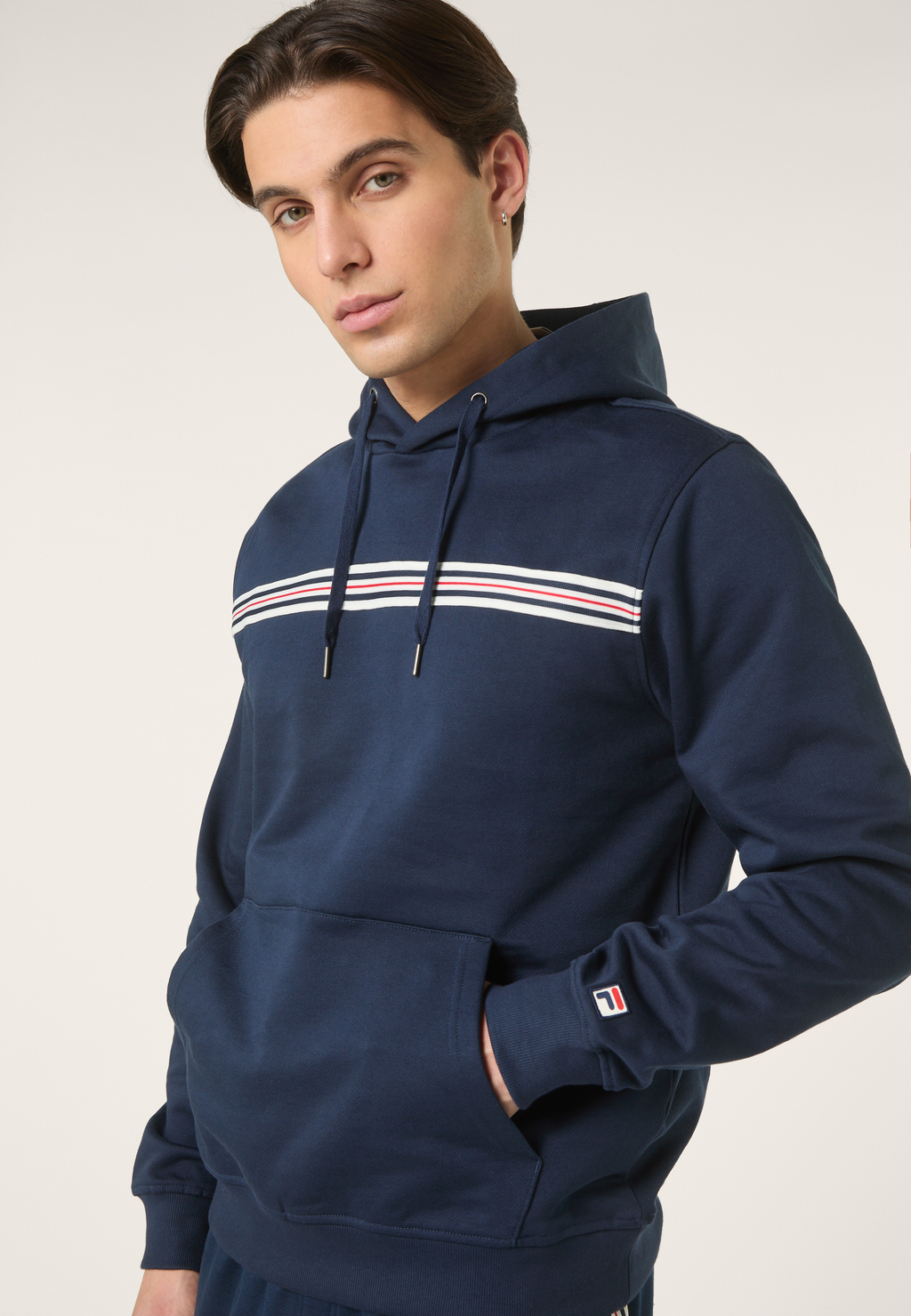 Hoodie À Bande Heritage Classique - Iris Noir