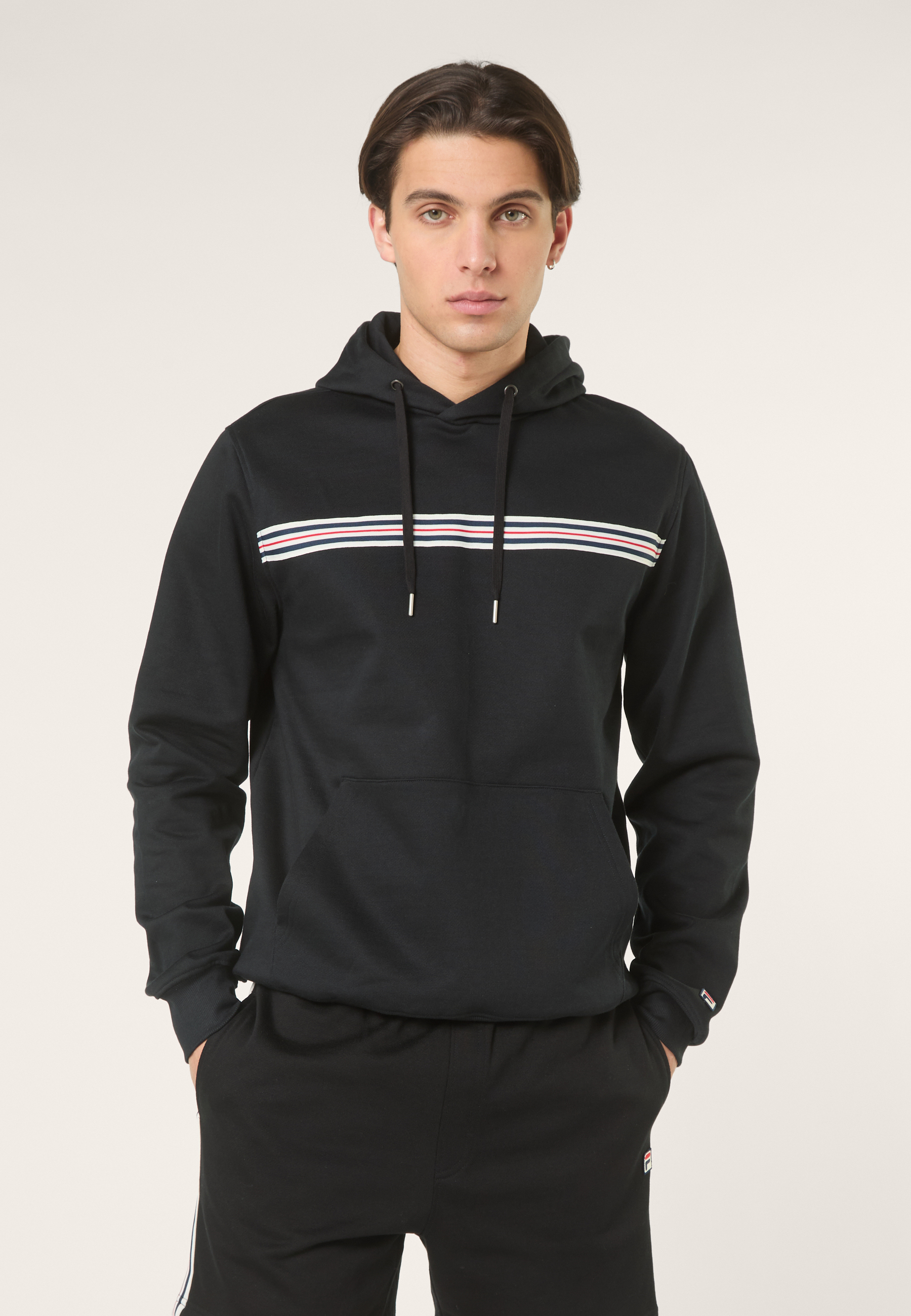Hoodie À Bande Heritage Classique - Noir