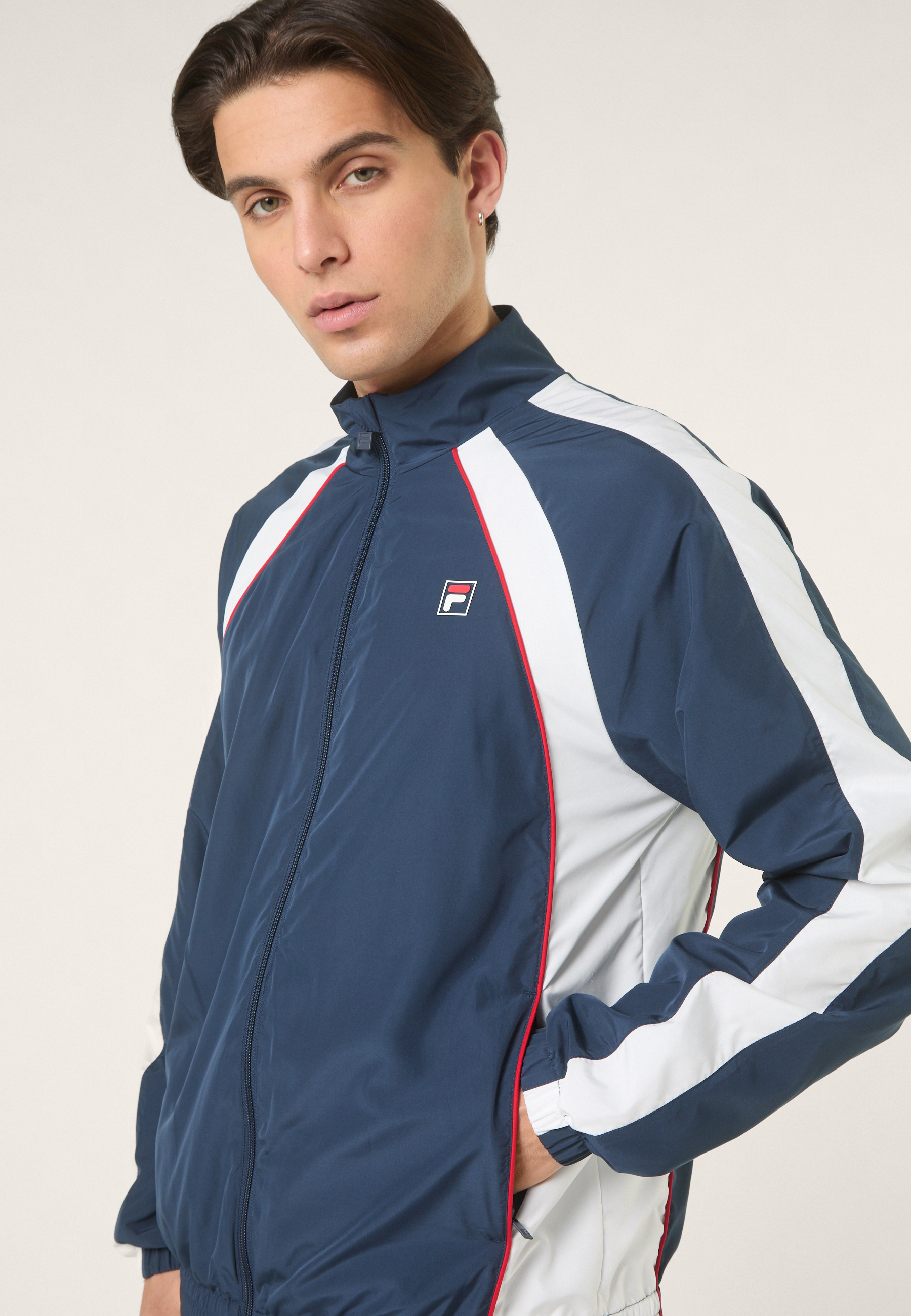 Relaxed Color-Block Woven Track Jacket - Iris Black-Bright White