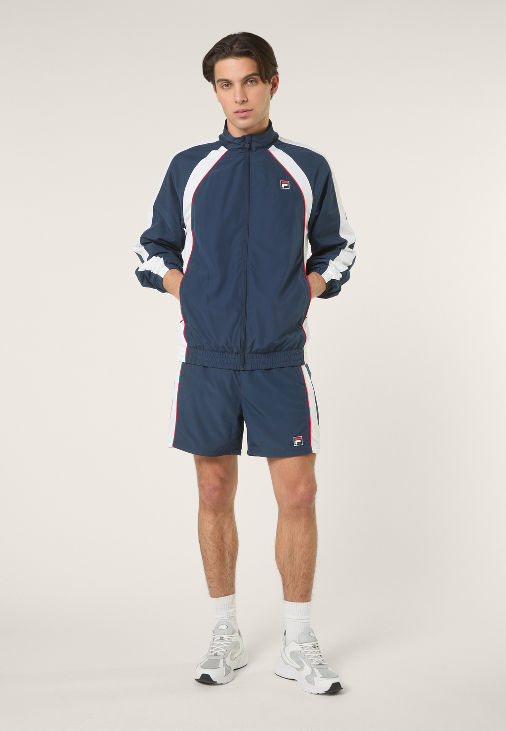 Relaxed Color-Block Woven Track Jacket - Iris Black-Bright White