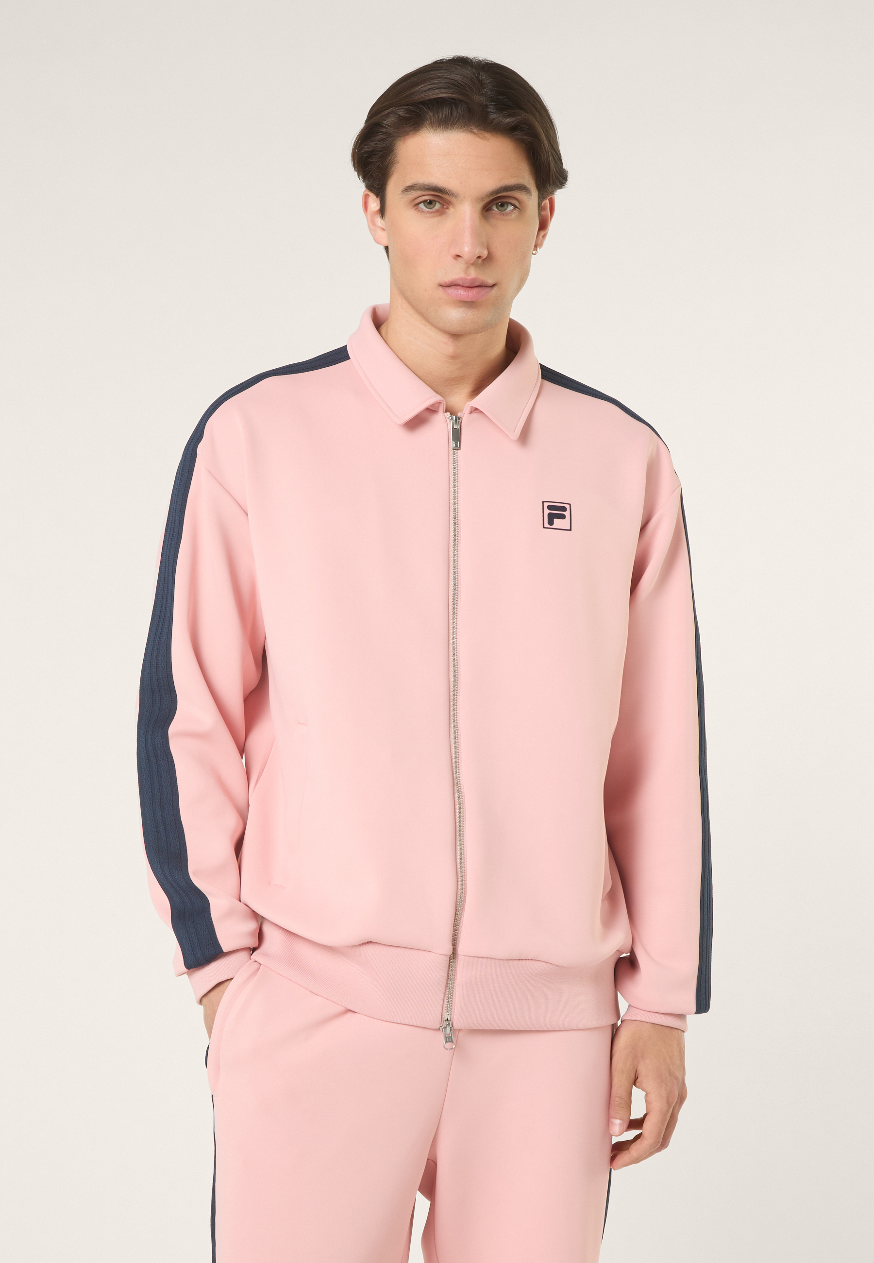 Casual Banded Track Jacket - Soft Pink