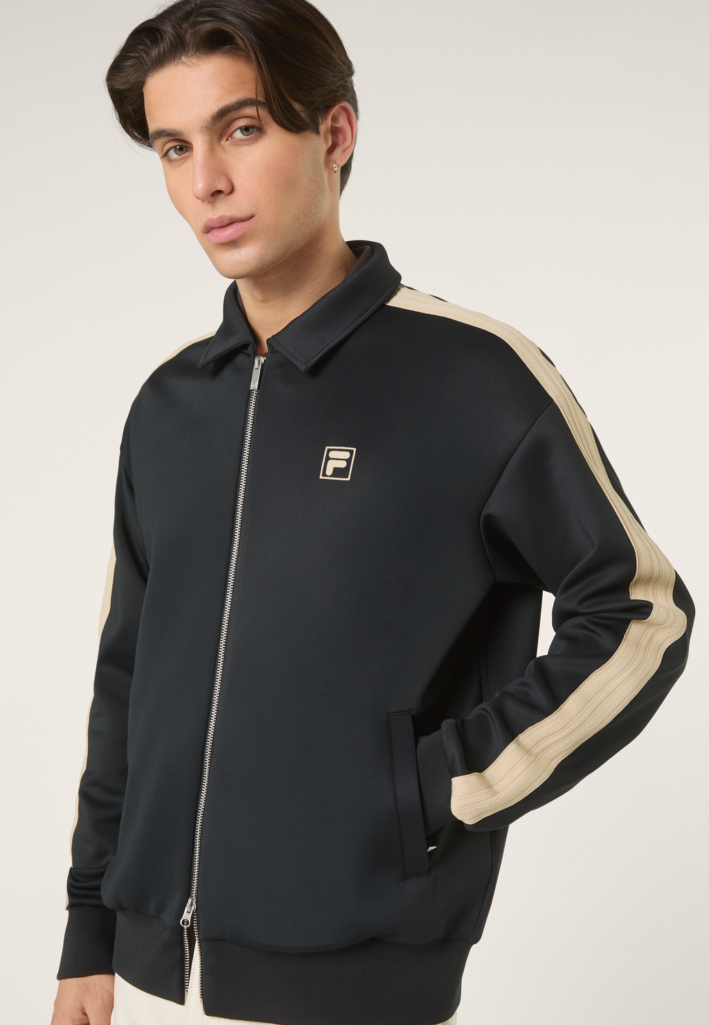Veste De Survêtement À Bandes Décontractée - Noir