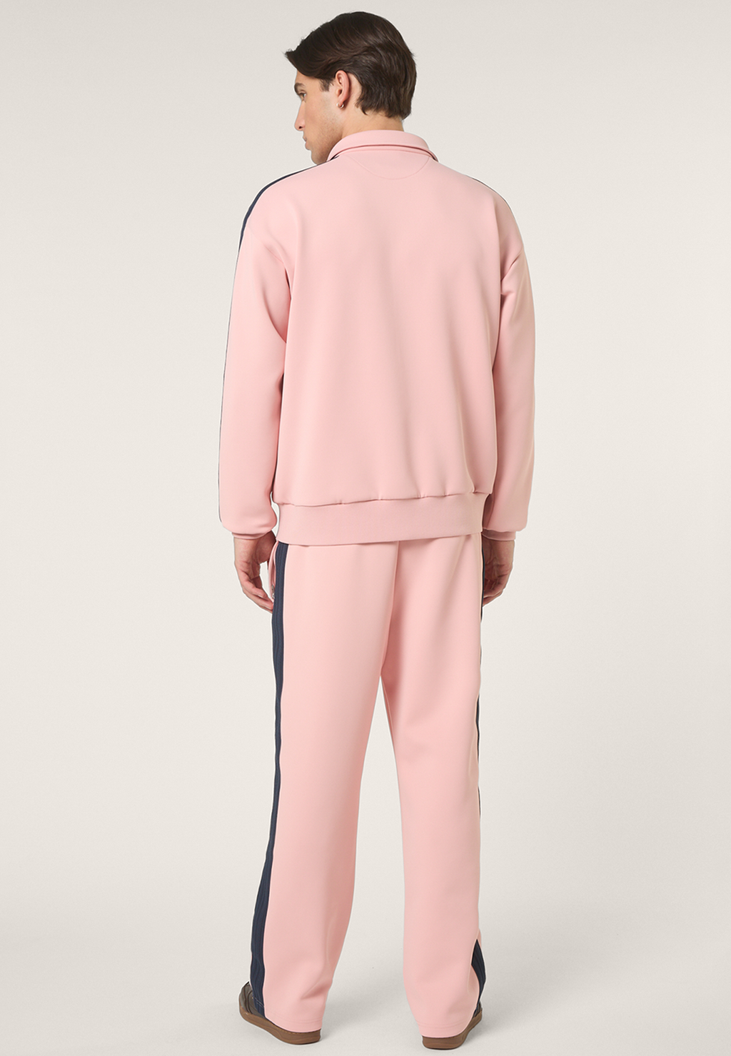 Pantalones Deportivos Casuales Con Bandas - Rosa Suave