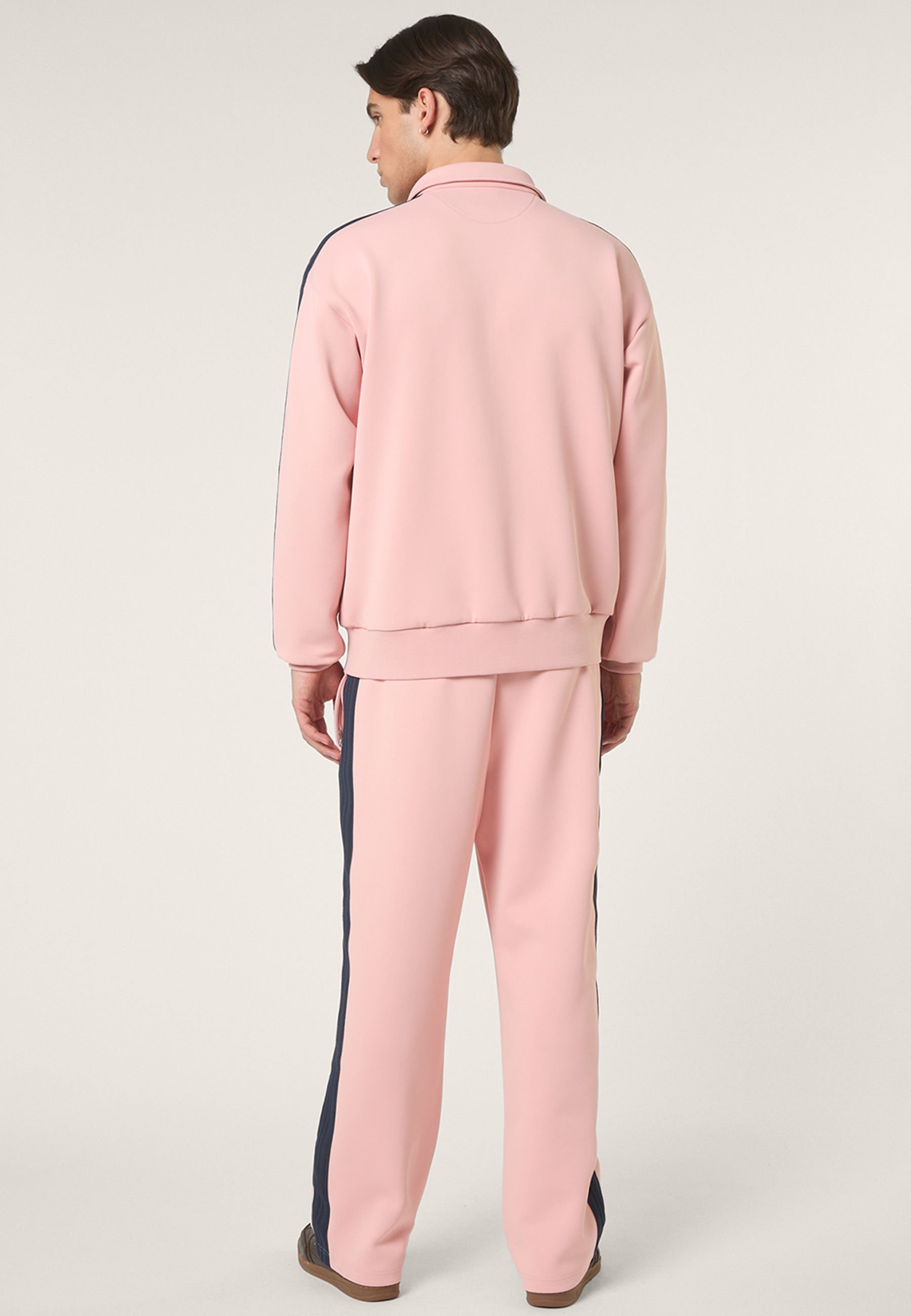 Pantalones Deportivos Casuales Con Bandas - Rosa Suave