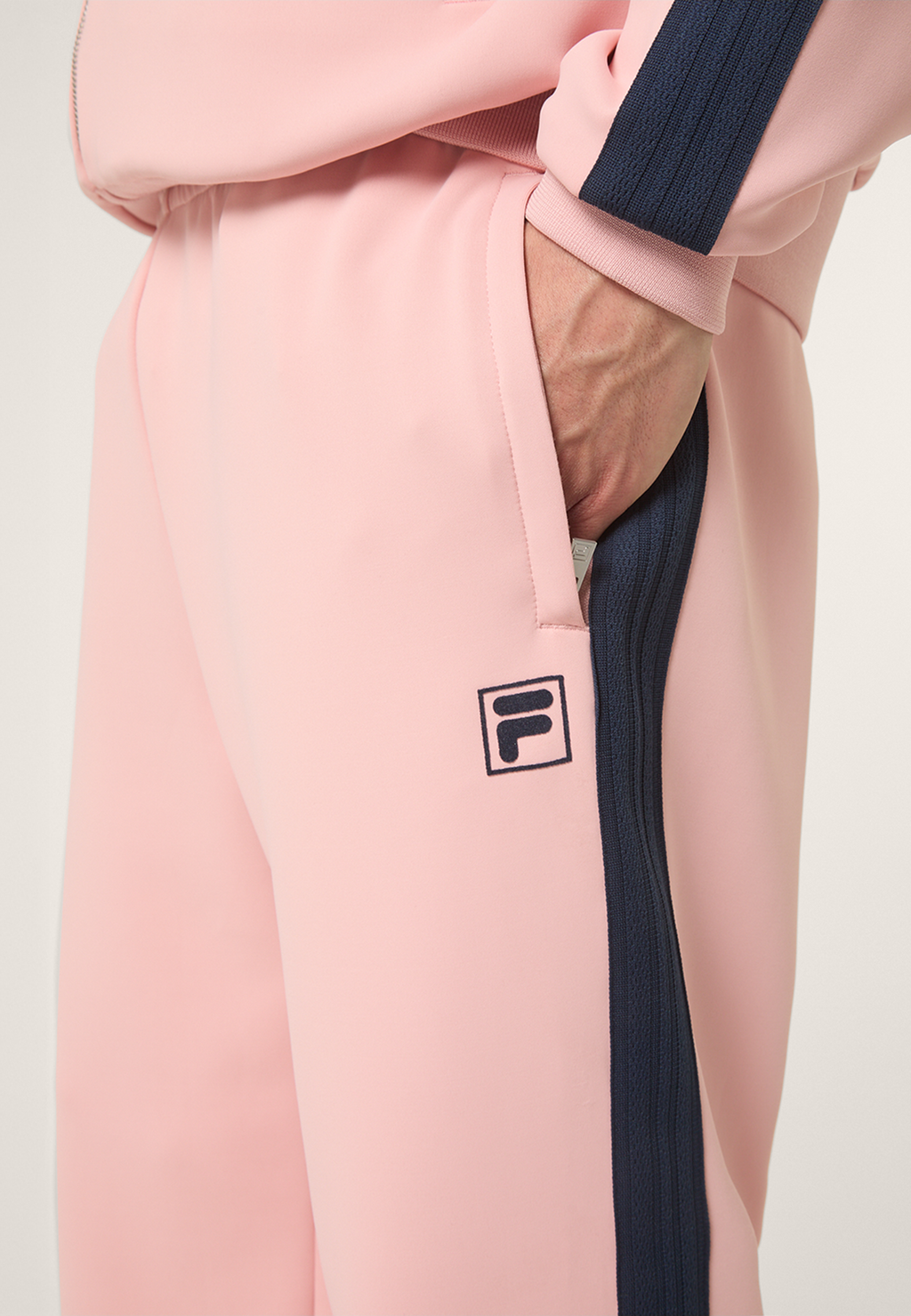 Pantalones Deportivos Casuales Con Bandas - Rosa Suave