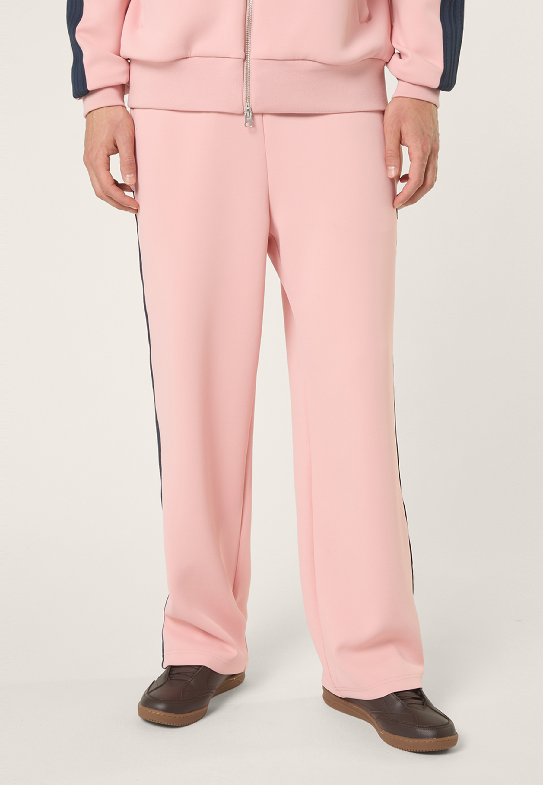 Pantalones Deportivos Casuales Con Bandas - Rosa Suave