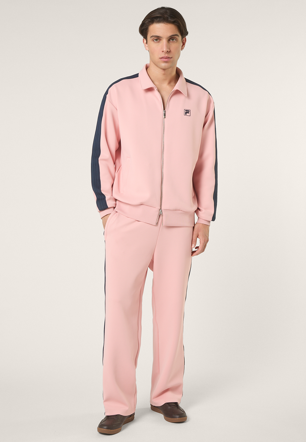 Pantalones Deportivos Casuales Con Bandas - Rosa Suave