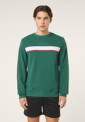 Sudadera Clásica Con Cuello Redondo Y Bandas - Verde Ramo