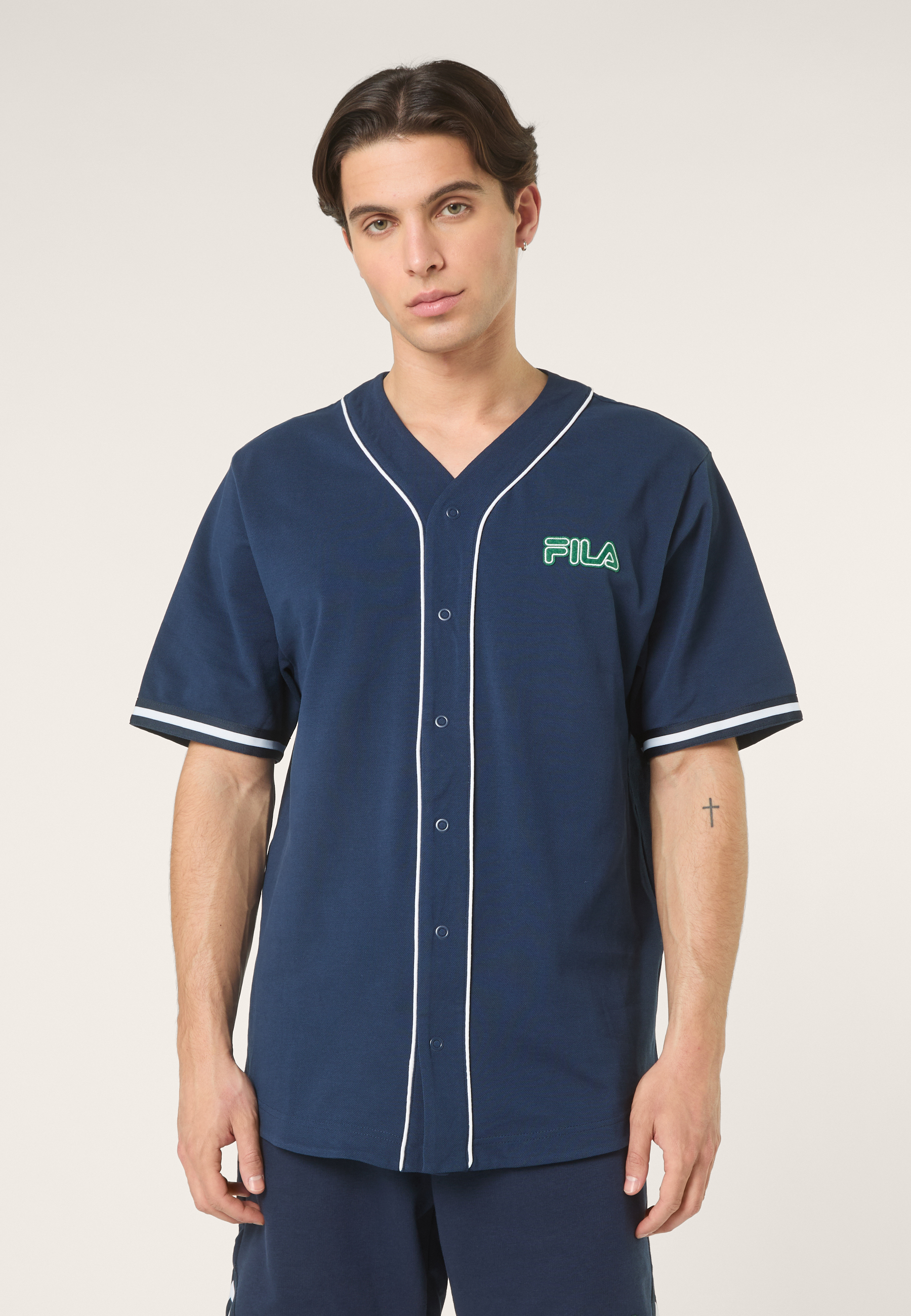 Chemise De Baseball En Piqué Ample - Iris Noir