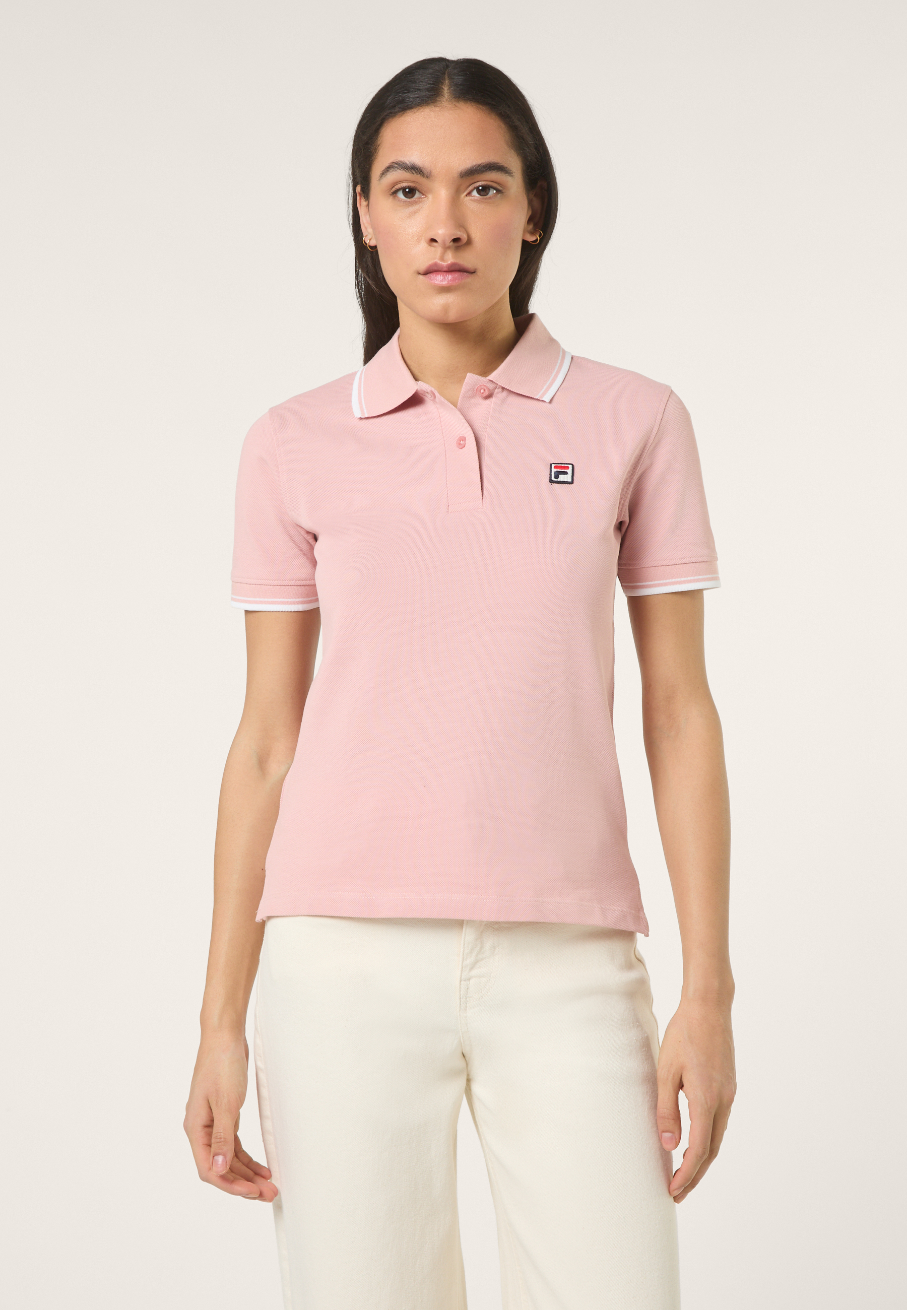Polo con ribetes delgados - Rosa suave