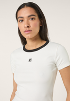 Ribbed Slim Logo T-Shirt - Egret