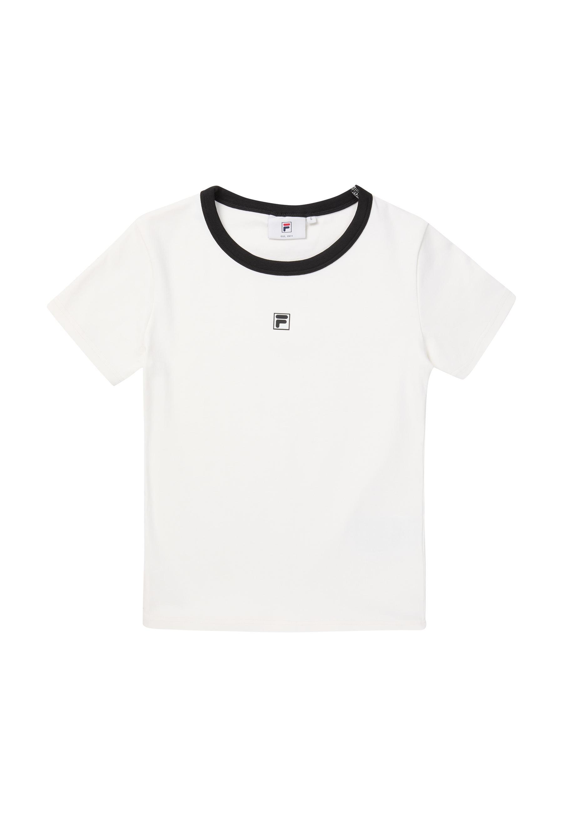Ribbed Slim Logo T-Shirt - Egret