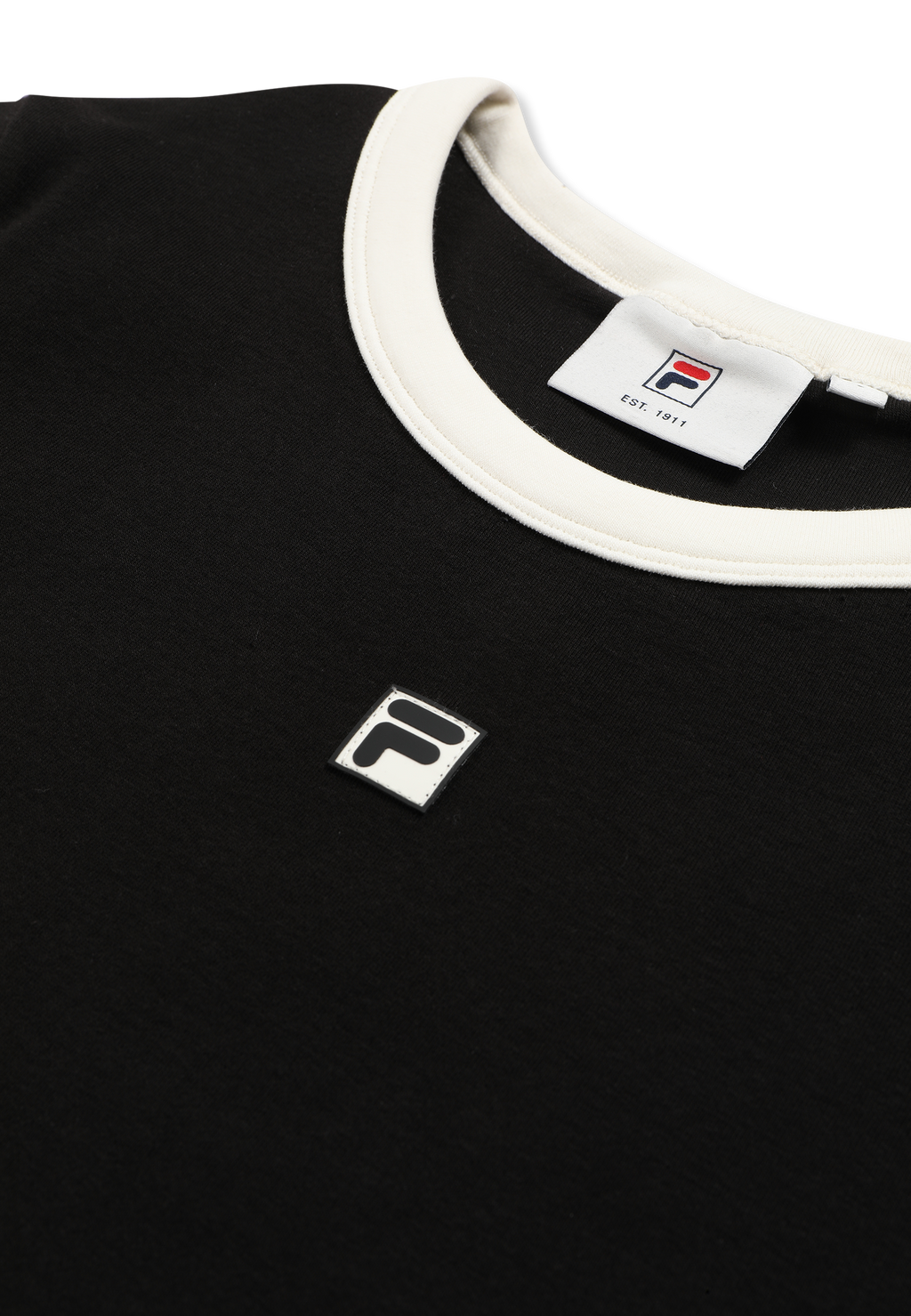 Camiseta ajustada de canalé con logo - Negro