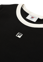 Camiseta ajustada de canalé con logo - Negro