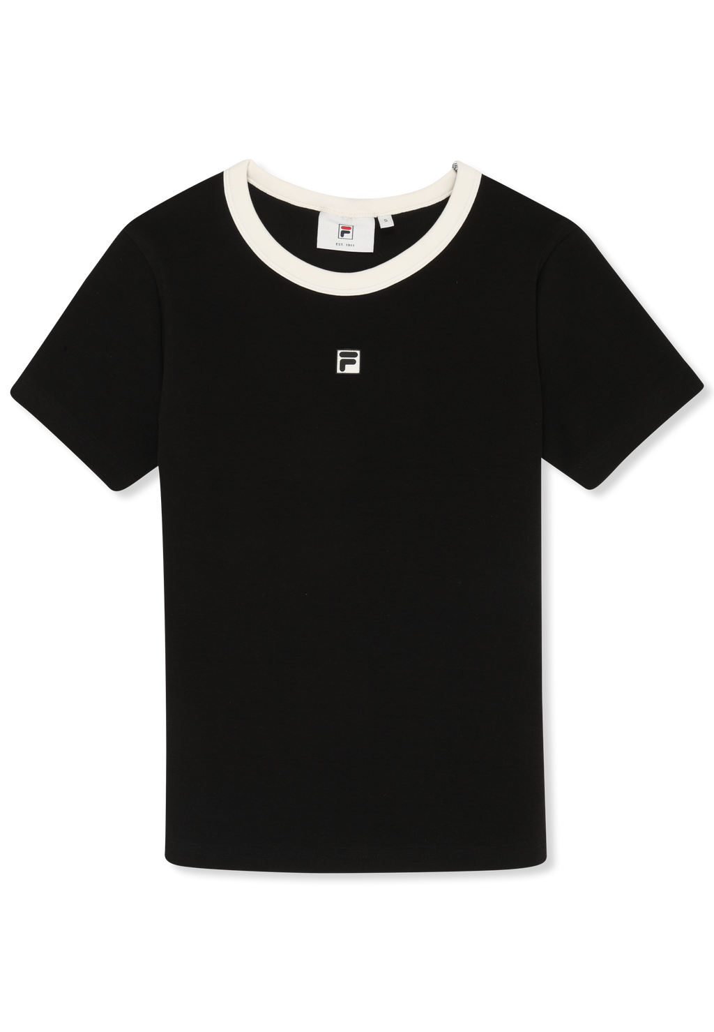 Camiseta ajustada de canalé con logo - Negro