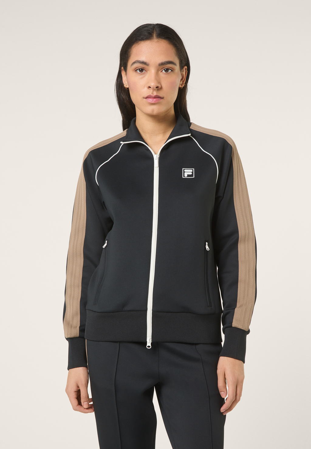 Chaqueta deportiva clásica con bandas - Negro