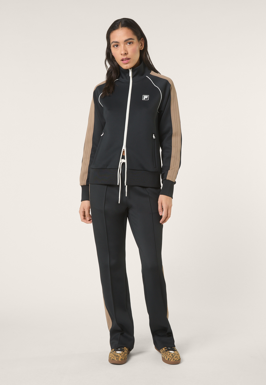 Chaqueta deportiva clásica con bandas - Negro