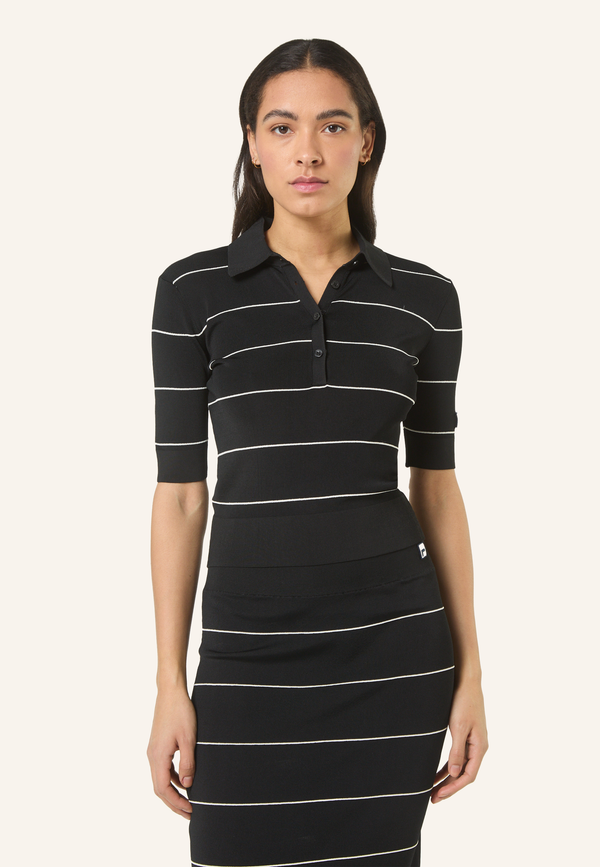Polo En Maille Fine Slim - Noir