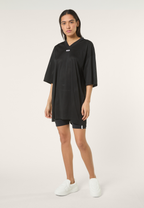 Robe T-Shirt En Mesh À Col V Oversize - Noir