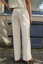 Pantalon Edouard Broderie Beige/Rouge