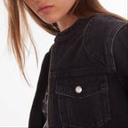 The Kooples - Blouson Moto Denim Noir - Femme