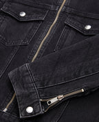 The Kooples - Blouson Moto Denim Noir - Femme