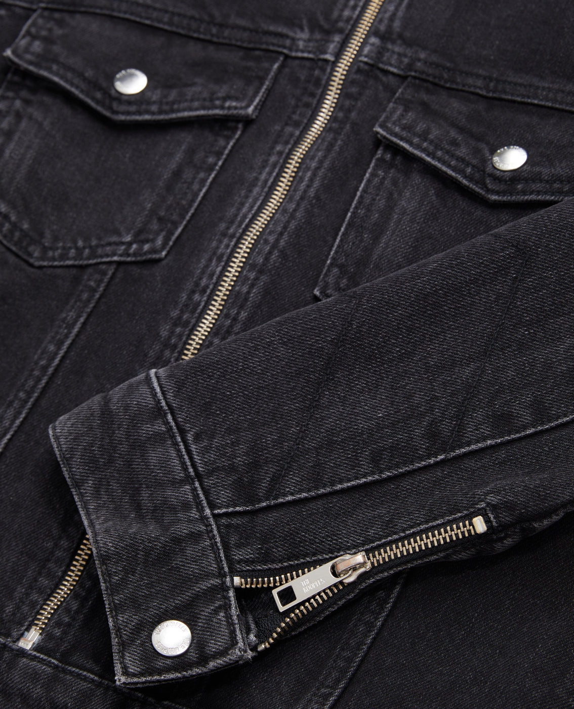 The Kooples - Blouson Moto Denim Noir - Femme