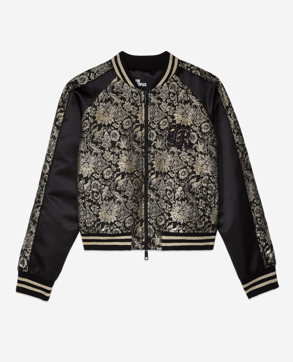 The Kooples - Chaqueta bimaterial con estampado floral de lúrex