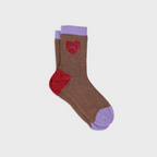 Calcetines de algodón peinado Corazón - Marrón y rojo