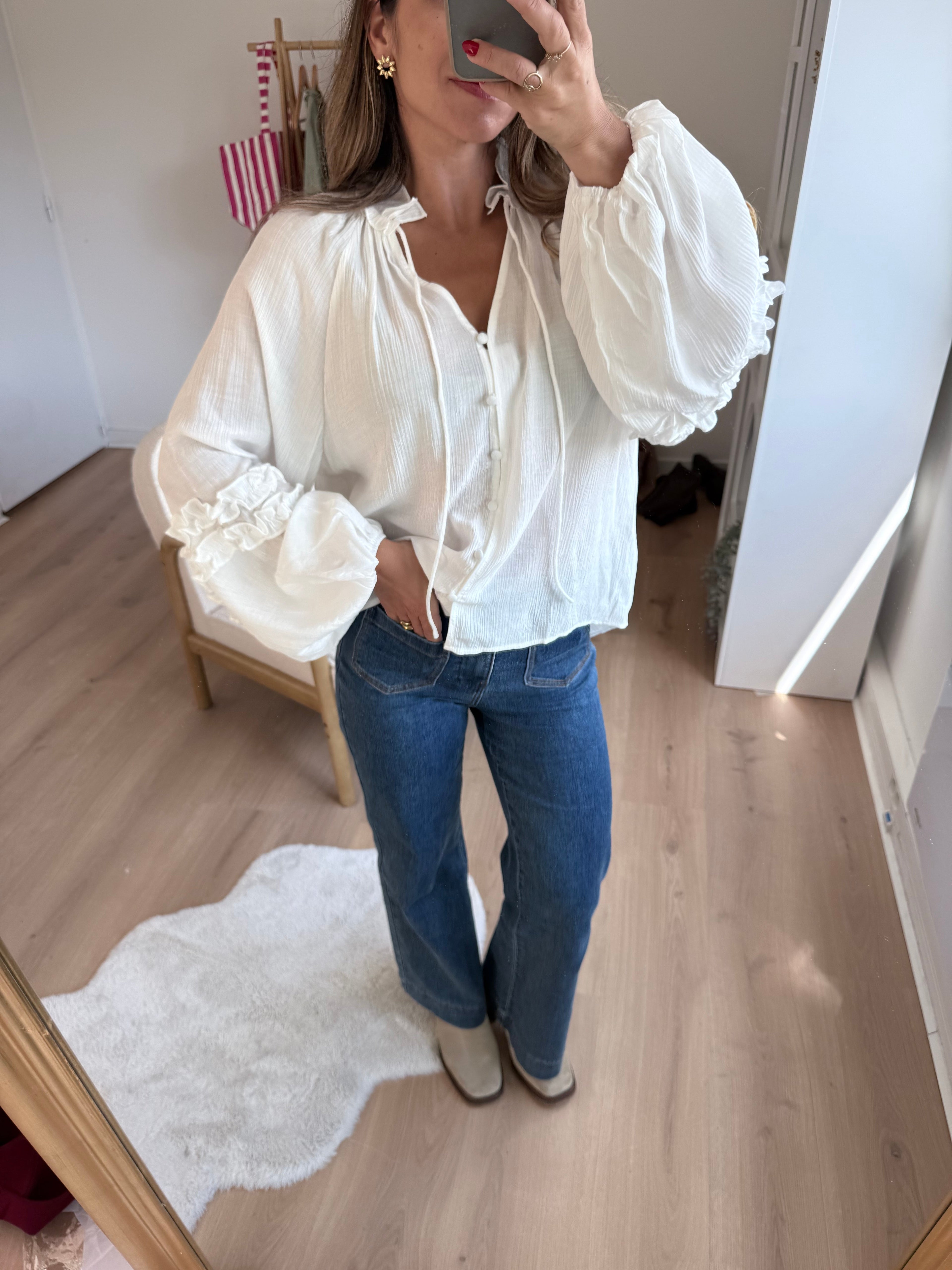 Esmée Blusa Con Volantes Crudo
