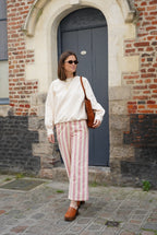 Pantalon Hubert Rayure Rose/Écru
