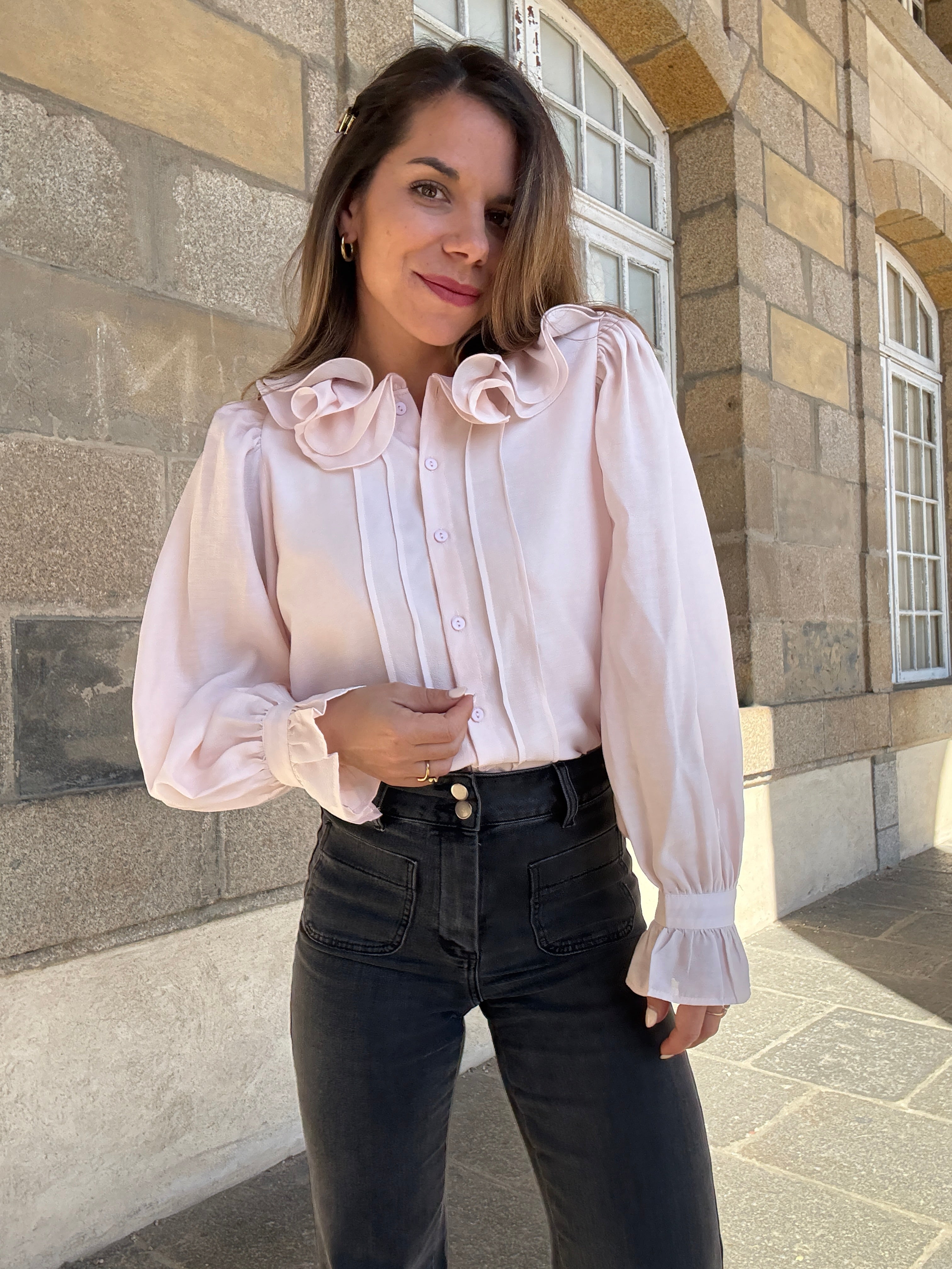 Blouse Brune Doux Rose