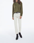 The Kooples - Khaki Round Neck Shirt With Ruffle Details - Women
