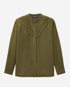 The Kooples - Khaki Round Neck Shirt With Ruffle Details - Women