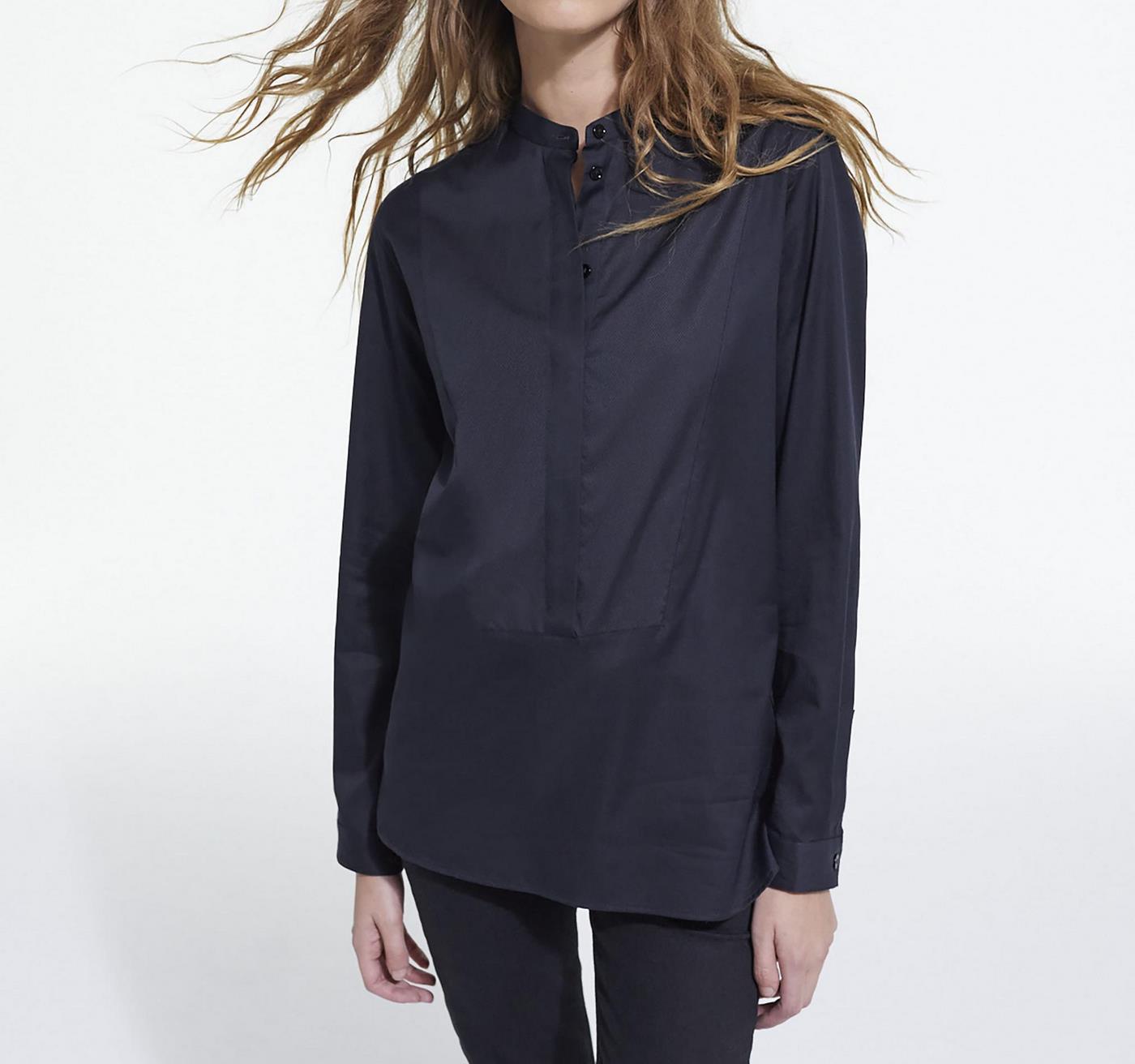 The Kooples - Chemise Sans Col Detail Patte Cachee - Femme